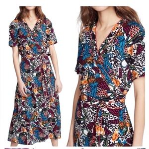 Veronica Beard Serena Multicolor Print Wrap Dress